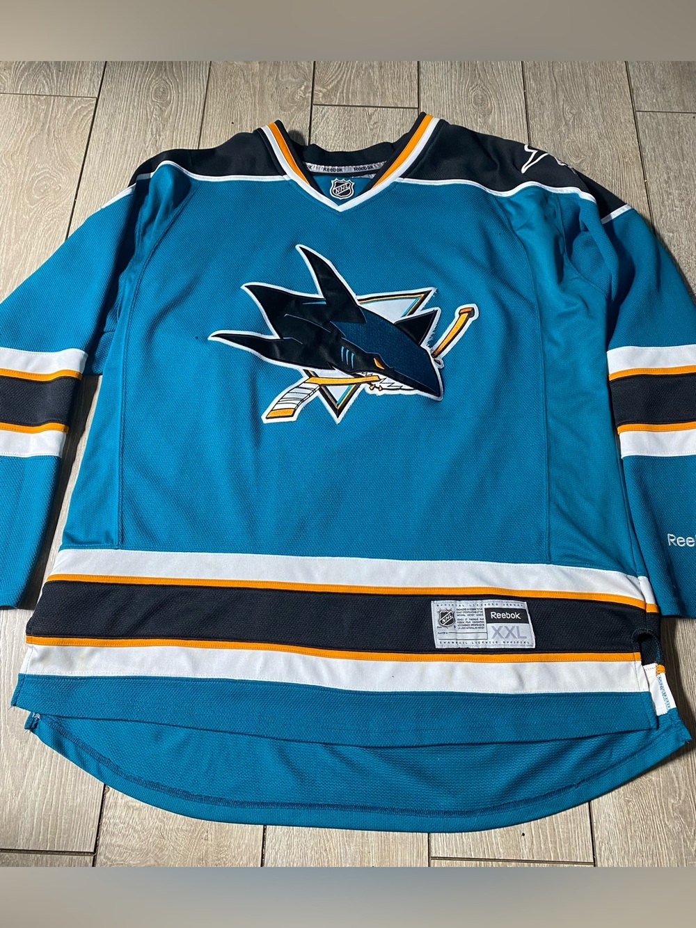 San Jose Sharks Jersey Mens 2XL NHL Hockey Reebok Teal Embroidered Vintage 2000s